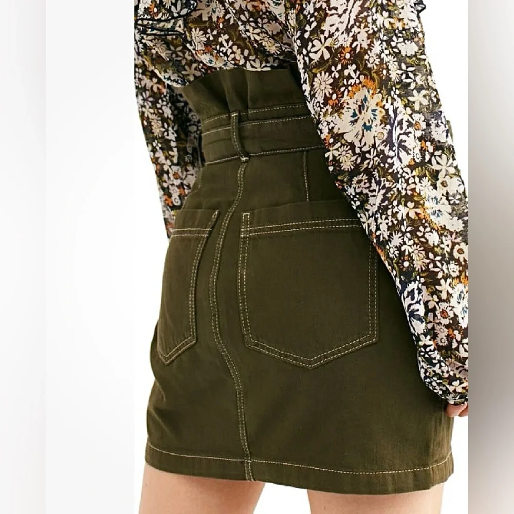 Free People Womens Splendor in The Grass Skirt Size 8 army green - Picture 6 of 10